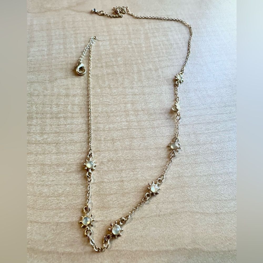 Gold Toned Suns Necklace with Stones